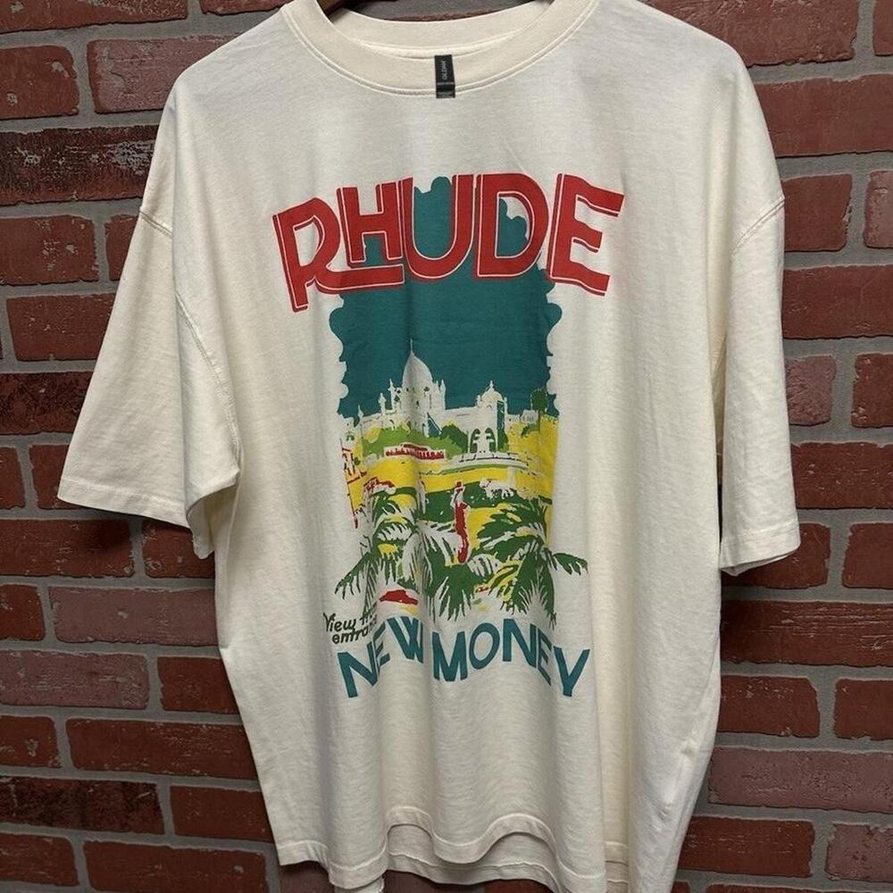 Cream And Green Rhude New Money Tee